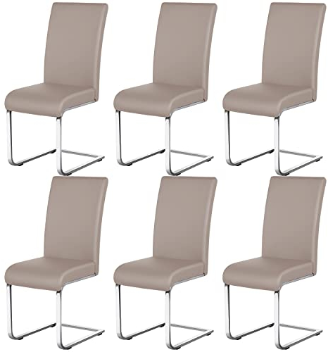 Yaheetech 6er Set Esszimmerstühle Wohnzimmerstuhl Küchenstuhl Schwingstuhl, Belastbarkeit 135 kg Hellbraun