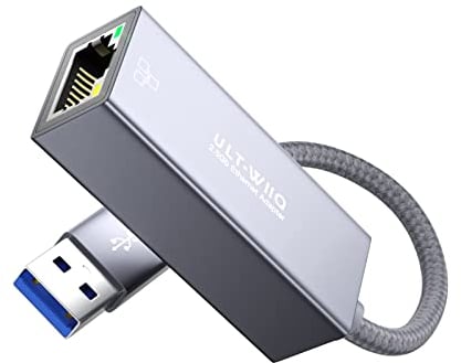 USB 2,5Gb Ethernet Adapter, USB 3.0 auf RJ45 2.5GbE LAN Netzwerk Adapter, 2500/1000/100/10 Mbps Gigabit Ethernet Internet Adapter für MacOS, Windows, Linux, Steam Deck, PC, NAS, Laptop, Tablet, Server