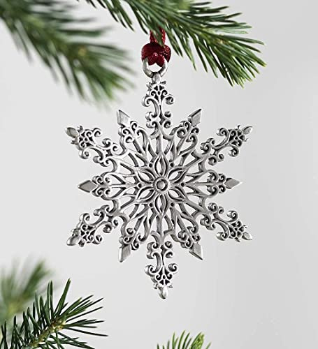 AOOLVY Weihnachtsbaumschmuck aus massivem Zinn Weihnachten Hängende Dekorationen 2021 Metall DIY Handwerk Urlaub Ornamente, Dekoration Geschenk für Weihnachten Festliche Wohnkultur (Schneeflocke)