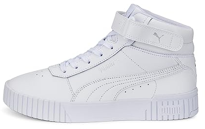 PUMA Women Carina 2.0 Mid Baskets, Puma White Puma White Puma Silver, 40.5 EU