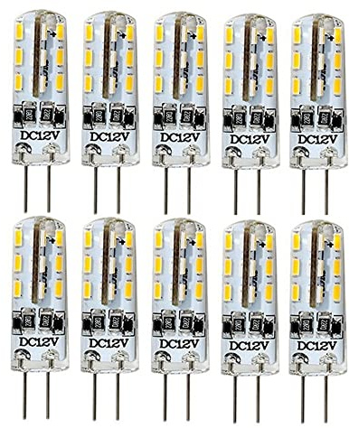 ShuoHui 10x G4 LED Lampen, 1,2W 24 SMD Birnen, Warmweiß 3000K, Ersatz für 10W Halogenlampen, 120 LM G4 LED Leuchmittel, LED Mini Glühlampe nicht…