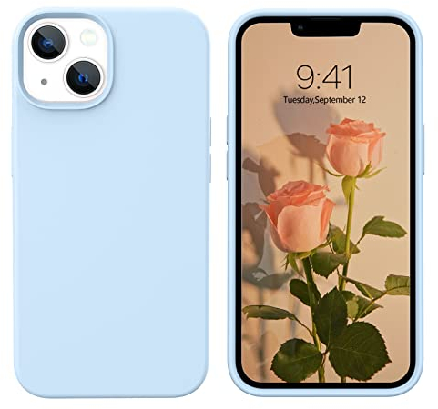 YINLAI für iPhone 13 Hülle Silikon,Handyhülle iPhone 13 Blau Schutzhülle Slim Case Cover Liquid Silikon Gel Matte Kratzfest Handy Hülle für iPhone 13 6,1 Zoll,Hellblau