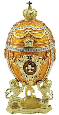 ARTE DEGLI ARGENTI Mechanische Spieluhr Eierbox aus emailliertem Metall Höhe 15 cm im Stil mit Melodie, die magische Flöte 23813