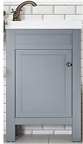 Milano Light Grey 400mm Bathroom Vanity Unit Basin Round Bronze Handle