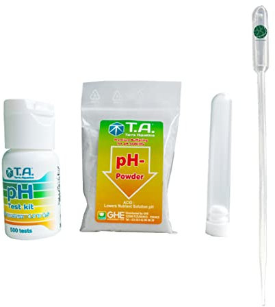 Terra Aquatica T.A. GHE pH Test Kit & pH Down Powder Set pH Senker Downer Pulver + Pipette