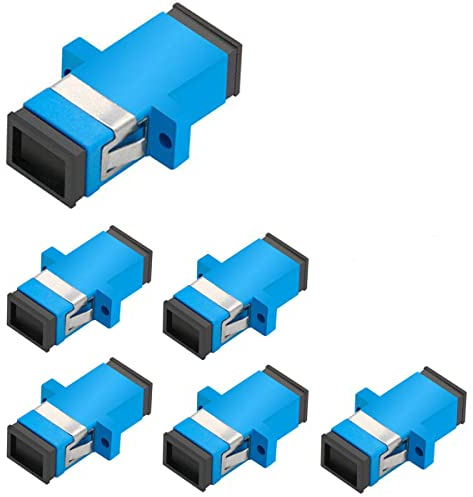 Greluma 6 piezas Acoplador de fibra óptica SC, adaptador de fibra óptica símplex monomodo (SM) SC, conector de Internet de red de modo único UPC hembra a SC hembra