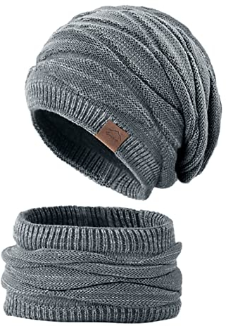 omen Halswärmer Mütze Dehnbar Kältebeständig Hohe Elastizität Herbst Winter Männer Frauen Wollgarn Schal Mütze Kit für den Alltag Grau
