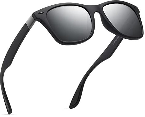 wearPro Polarisierte-Eckig-Sonnenbrille-für-Herren-Damen UV400-Schutz Polarisiert Sonnenbrillen Retro Vintage Stil Fahrradbrille Rechteckig Sunglasses für Fahren Sport(Schwarz Silber)