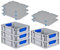 PROREGAL SuperSparSet 5x Eurobox NextGen Color mit Auflagedeckel & Schiebeschnappverschlüsse, HxBxT 12x30x40cm, 11L, Griffe blau geschlossen, Glatter Boden, Eurobehälter Transportbox Transportbehälter