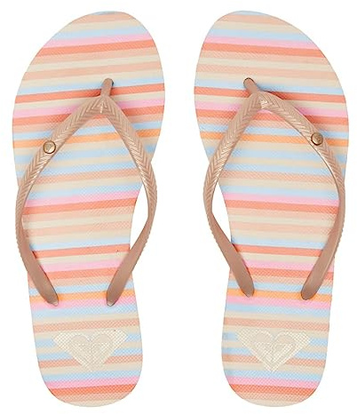 Roxy Women's Bermuda Flip Flop Sandal Gold, Champagne Stripe 233, 7 UK