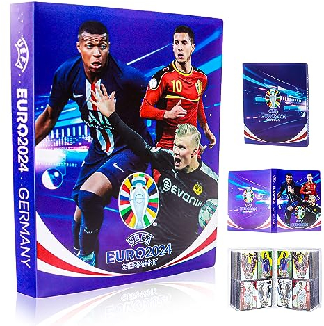 Sammelalbum mit Fußball Karten Sammelalbum, 240 Pcs Kapazität, Sammelkarte Hefte, Karten Album Ordner Kartenhalter Kartenhüllen, Sammelkarten Album für Verschiedenen Karten in Standardgröße (Blau)