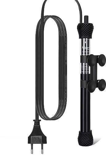 hygger Aquarium Heizung,Aquarium Heizstab 50W, Tauch Aquarium Thermostat Heizer mit Einstellknopf und Saugnapf bis 56L, für Kleine Betta Korallen, Salzwasser und Süßwasser