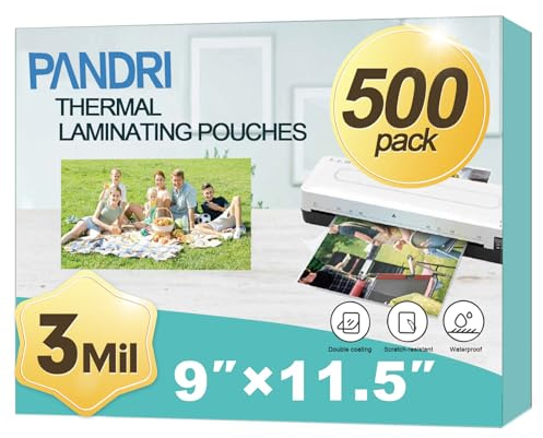 PANDRI Thermo-Laminierfolien, 500 Stück, hält 21,6 x 27,9 cm, 3 mm transparentes Laminierpapier, 22,9 x 29,8 cm, Briefgröße