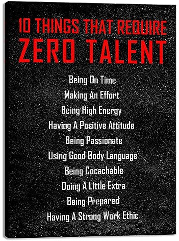 Wieco Art Motivational Poster 10 Things that Require Zero Talent Office Positive Zitate, inspirierendes Poster, Leinwanddrucke für Klassenzimmer, Wohnzimmer, Heimdekorationen