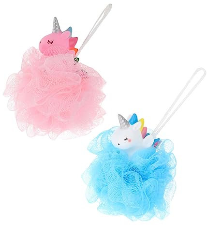 Didiseaon 2 Pièces Luffa licorne soi boules de mousse de bain mitaines pour enfants fabricant de bulles de bain épurateur de Corps fleur de bain boule de gommage Scrubber éponge