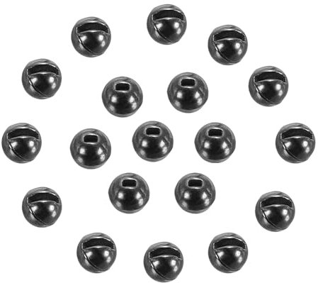 PATIKIL 4mm Tungsten Slotted Beads for Fly Tying, 50 Pcs Tungsten Beads Round Bead Head Ball for Jig Hooks Fishing Fly Tying Materials, Black Nickle