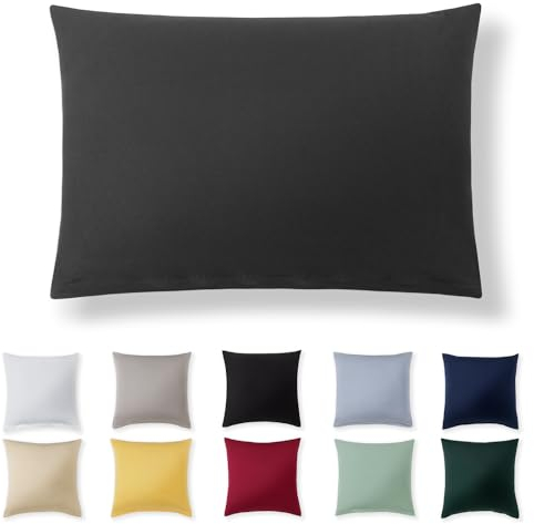 Alreya Kissenbezug 40 x 60 cm - Anthrazit - 100% Jersey Baumwolle - Kissenhülle für Kissen 40x60 cm, Jersey Kopfkissenbezüge, Superweicher Kissenbezug 40x60 mit Reißverschluss