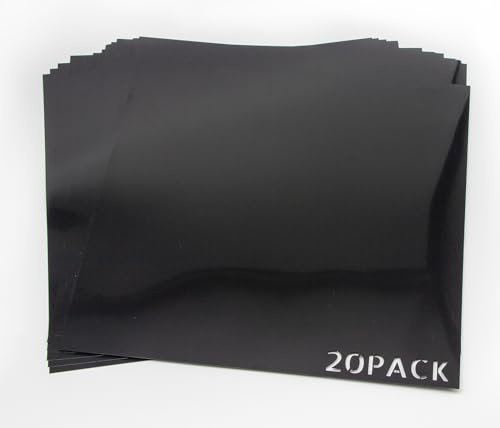 20Pack 7.5mil Opaque Black Plastic Sheets, 12X12 Inch Stencil Paper for Cricut, Laser Cutting, Template Plastic for Quilting, Blank Black Stencil Sheets,Sign Makers,Food Grade PET Stencil Material