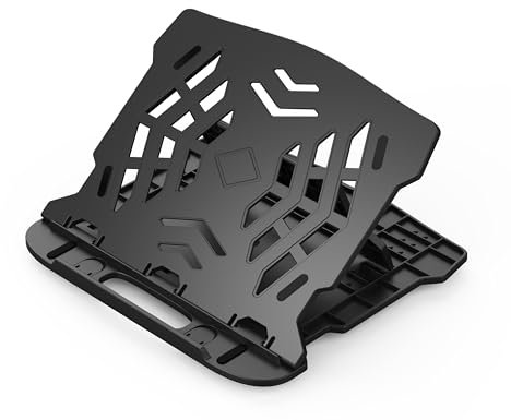 Q-Connect Support Ergonomique en Plastique pour Ordinateur Portable et MacBook - Noir - 25,5 x 1,8 x 28 cm - 0,46 kg