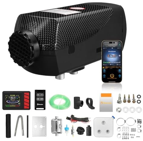 Sunster 12V/24V Diesel Standheizung, 2KW Diesel Lufterhitzer mit Bluetooth, 0,11–0,26 L/Std Air Diesel Heizung Dieselheizung für Auto RV LKW Wohnmobil