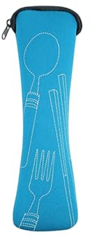 Wilitto Travel Cutlery Case Portable Camping Cutlery Storage Bag Cutlery Pouch for Camping Work School Picnic, Fork Spoon Chopsticks Organizer, Cutlery Packaging Bag Travel Cutlery Bag Sky Blue