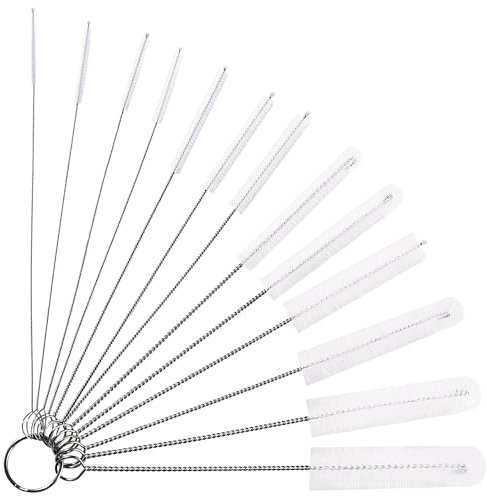YIXISI 13 Stücke Flasche Reinigungsbürsten Set, Teekannen Düsen Bürsten, Strohhalm Bürste, für Waschen chmalen Hals Wasserflaschen Gläsern Teekannen Ausgießer, Weiß