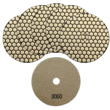 SHDIATOOL Sec Disque Diamant de Polissage Grain 3000 125MM Béton Disques de ponçage diamantés Marbre Granit Pierre polissage 6pcs