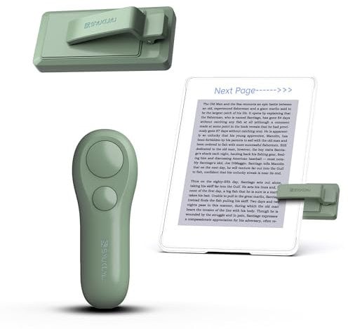 SK SYUKUYU Page Turner para Kindle eReaders Accesorios, RF Control de Página Remoto Clicker para iPad Tablets Lectura Novelas Comics, Cámara Remota y Botón de Video(Verde)