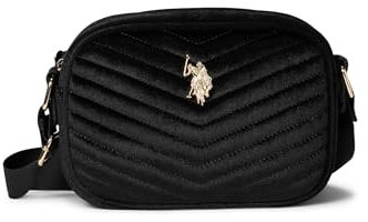 U.S. Polo Assn. Gesteppte Umhängetasche aus Samt, Schwarz, Einheitsgröße