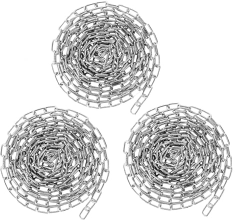 VIDETOL 3 Stück Edelstahlkette, 3 M Metallkette Stahlkette, 2 mm Edelstahl Ketten, Gliederkette für Schaukelkette, Garagentore, Lampenkette