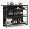 COSTWAY Hausbar Schrank, Küchenregal mit 4 offenen Ablagen & Weinregal & Gläserhalter, Standregal 120 x 60 x 101 cm, Barschrank mit Fußstütze & verstellbaren Fußpolstern (Schwarz)