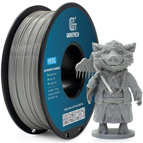 GEEETECH PETG Filament 1,75 mm Grau 1 kg Spool für 3D-Drucker, 3D Drucker Filament PETG Maßgenauigkeit +/- 0,02 mm