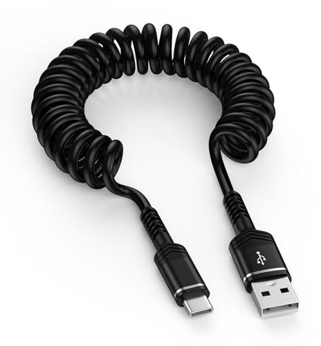 Cavo USB C, [0.4M-1.8M] Spirale Cavo USB Tipo-C USB A a C Cavetto USB C per Android auto Carplay Samsung S25+/S25 Ultra/S24/S23/S22/A55/A13/A14/A35/A15/A25/A54/z flip 5,Google Pixel 9/8a,iPhone 16/15