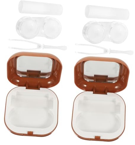 Healeved Elegant Cosmetics Box Mirror 2 Sets Compact Sturdy Eye Contacts Holder