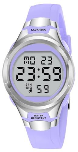 Timever Damen Armbanduhr mit Silikonband,Digitaluhr mit Alarm,Stoppuhr,Datum,Licht L6662S