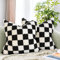 AmHoo 2er Set Dekorative Kissenbezug Schachbrett Dekokissen Sofakissen Luxus Super Sanft Kunstpelz Wolle Set Fall Kissen für Couch Sofa Schlafzimmer 45x45 cm Schwarz