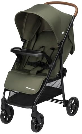 Bebeconfort Misty, Kompakter Kinderwagen, Aufbewahrungskorb 8 kg, Tablett als Schutz und Spielbereich, Kinderwagen ab Geburt, Liegeposition, zusammenklappbar, 0-4 Jahre, bis 22 kg, Mineral Green