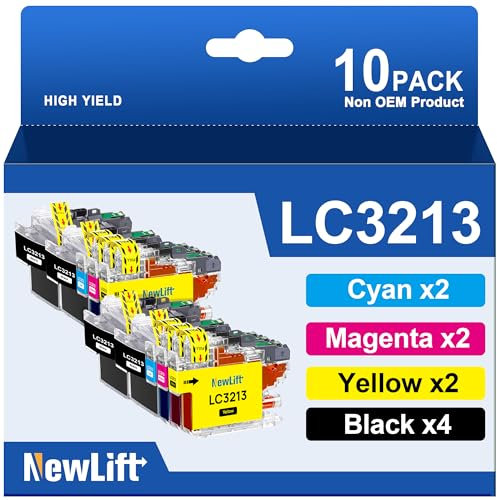 NewLift LC3213 LC3211 Kompatibel Brother LC3213 Druckerpatronen LC3211 Kompatible für MFC-J497DW DCP-J572DW DCP-J772DW DCP-J774DW MFC-J491DW MFC-J890DW MFC-J895DW (10er-Pack)