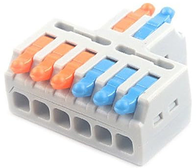 JOYELEC 9 Pezzi Compact Connettore,D2-6 Morsettiere Connettori Elettrici con Polo, Terminali a Collegamento Rapido 2 entrate/6 uscite,cavi 0.08-2.5(4.0) mm²,250V,32A,allungare cavi e fai da te