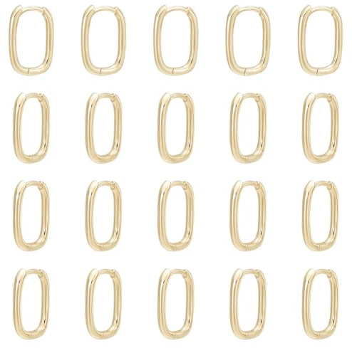 UNICRAFTALE 10 Paar 18K Vergoldete Creolen Für Damen Huggie Ovale Endlose Trendige Quadratische Creolen Geometrische Minimalistische Rechteckige Ohrringe zum Selber Machen