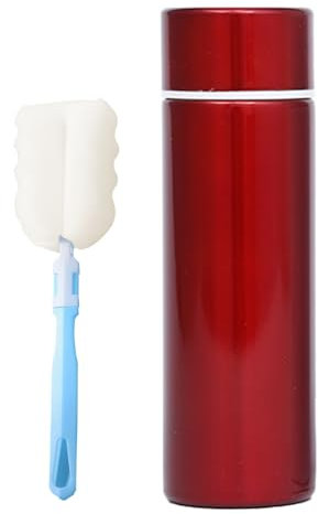 Hinapan Mini termo de acero inoxidable de 150 ml, botella de agua de viaje aislada para bebidas frías calientes, con 1 taza de cepillo, a prueba de fugas, compacta, portátil para la escuela, al aire