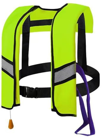 Rettungsweste für Erwachsene, automatisch, aufblasbar, mit verstellbarer Schnalle, mit reflektierenden Streifen und Pfeife, Schwimmwesten, Wassersport, kein CO2-Gas (grün)