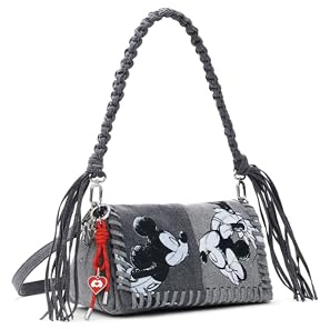 Desigual Schultertasche Umhängetasche Mickey Kiss Naron Flap Bag Denim Light Grey grau