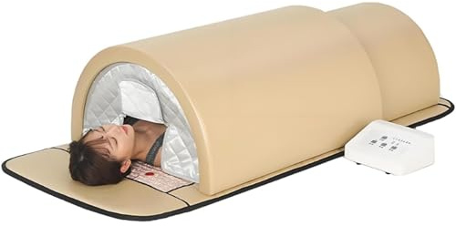 Sauna dôme infrarouge lointain, sauna infrarouge for une personne avec tapis et oreiller chauffants, capsule de sauna professionnelle avec pierres de tourmaline for une relaxation détoxifiante