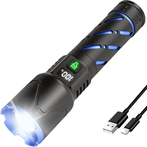 WINDFIRE Taschenlampe LED Aufladbar Extrem Hell, Starke Taschenlampen | Taktische, 3 Lichtmodi, Zoombare, Wasserdichte Klein Handlampe für Camping, Wandern, Angeln, Outdoor, Notfäll