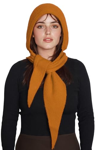 ACUSHLA Kapuzenschal Damen, 2-in-1 Mütze Schal Strick Winter Warm Weich | Warmer 2-in-1 Kapuzenschal aus weichem Strickmaterial. Mütze und Schal kombiniert für kalte Wintertage, Alltag und Reisen