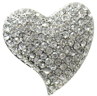 Ravissante Broche Cœur Décorative 1 Pièce en Alliage et Cristaux | Blanc, Forme Cœur Délicate et Légère, pour Paquet, Vêtements, Chapeaux et Écharpes, Style Tendre