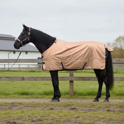 Mangloder Pferdedecke Cappuccino 125 cm wasserdicht atmungsaktiv winterdecke mit Verstellbarer Passform für Stall und Weide Schutz gegen Kälte und Regen