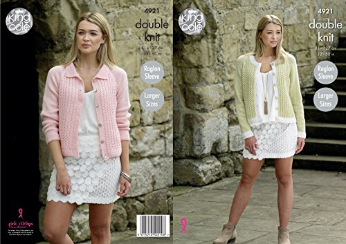 King Cole Ladies Double Knitting Pattern Womens Raglan Sleeve Round Neck or Collared Cardigan (4921),Multicolor,32 - 50 bust