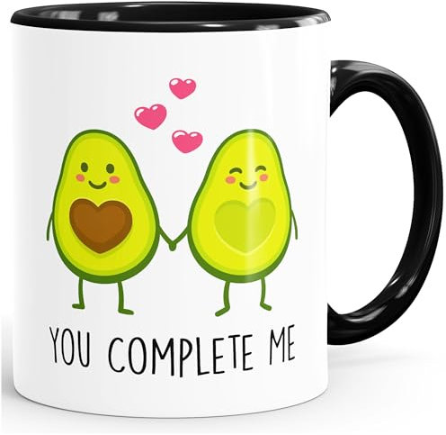 Geschenk-Tasse Liebe Avocado You complete me Kaffeetasse Teetasse Keramiktasse MoonWorks® schwarz unisize